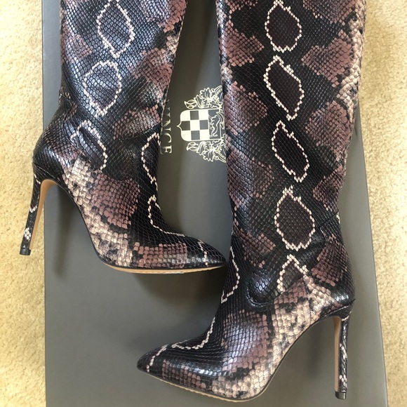 NEW Vince Camuto Western Snake Python Cowboy Heeled Kervana Knee High Boots - Picture 5 of 10